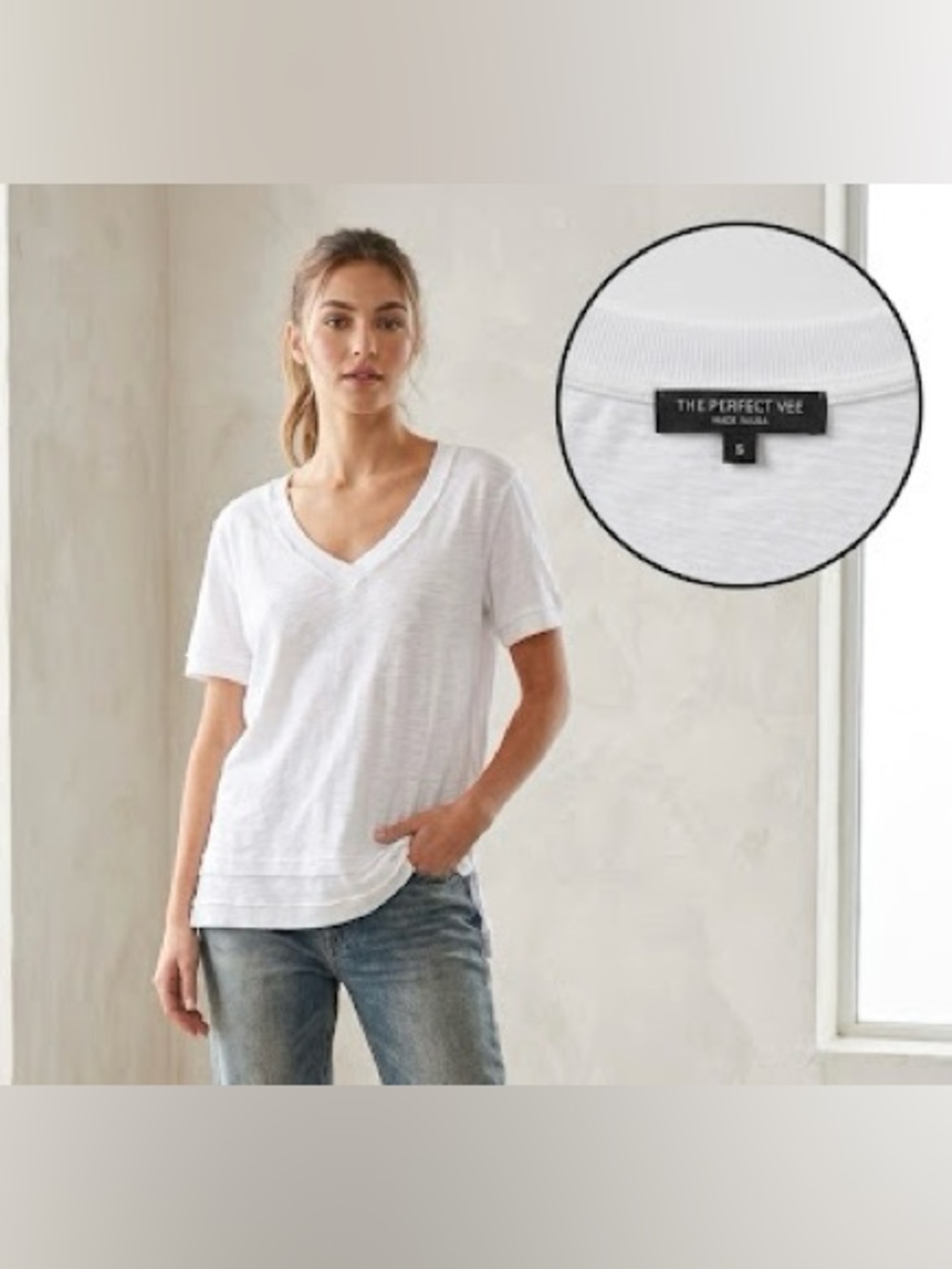 Women’s Project Socisl White V-Neck Short Sleeve Tee